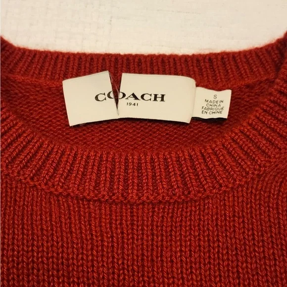 Coach 1941 Red Intarsia Sweater M 100% Cashmere Vintage Car Rare HTF NWOT NEW - Picture 12 of 16